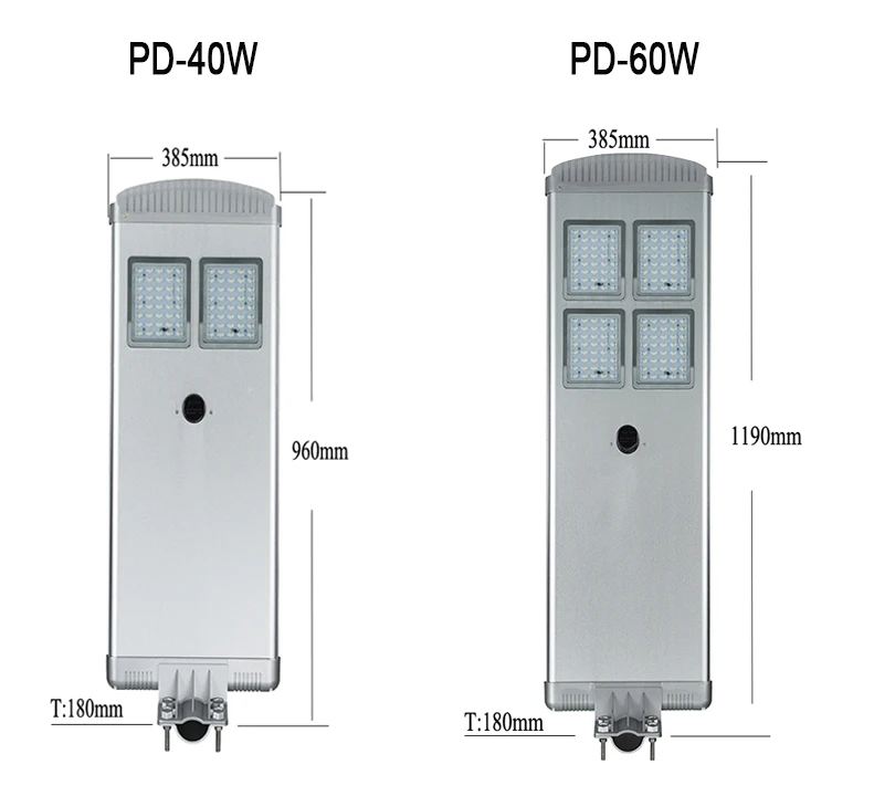 Integrated Solar Street Light Led Lamp Aluminum Alloy Case Dusk To Down Lighting 5-7 Cloudy Rainy Days