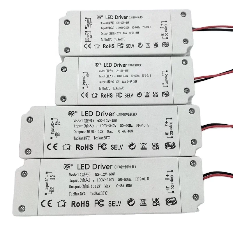 SAA Сертификация импульсный источник питания Dc12V/24V Светодиодный драйвер для подключения светодиодных лент Defog светодиодный световой трансформатор 24 Вт/36 Вт/48 Вт/60 Вт