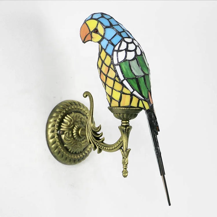 LongHuiJing Tiffany style Bird Stained Glass Wall Lamp Antique Wall Sconce lights Retro Corridor Balcony Aisle lamps