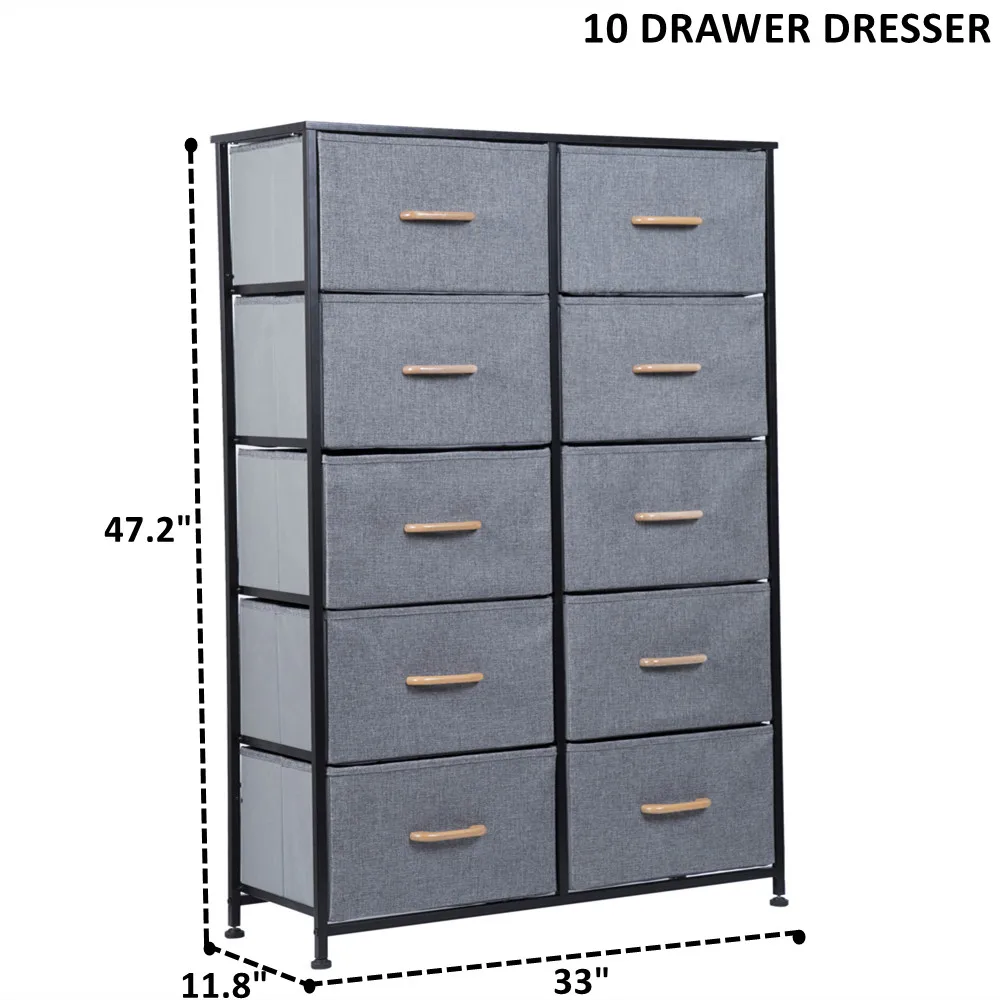 Manufacturers wholesale minimalist home cabinet 10 drawer fabric drawer dresser storage tower