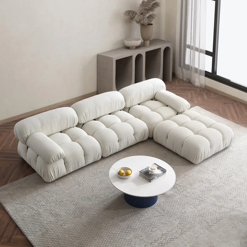 Comfortable Corner Recliner Sectional Couch Cloud Sofa Set With Ottoman Footrest Vacuum Compressed In Box