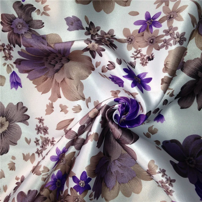 NO MOQ wholesale factory manufacturer polyester woven custom digital print satin textile fabric