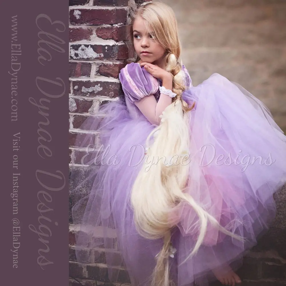 Q187 European Style Girls Costume Princess Halloween Party Wear Rapunzel Fancy Dresses For