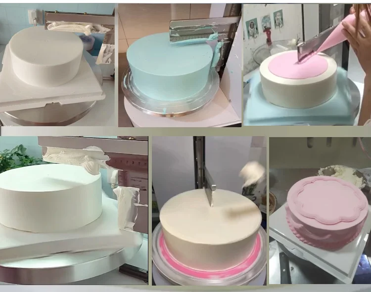 Delicate automatic small cake decorating spinner cake frosting icing coating machine to restaurant