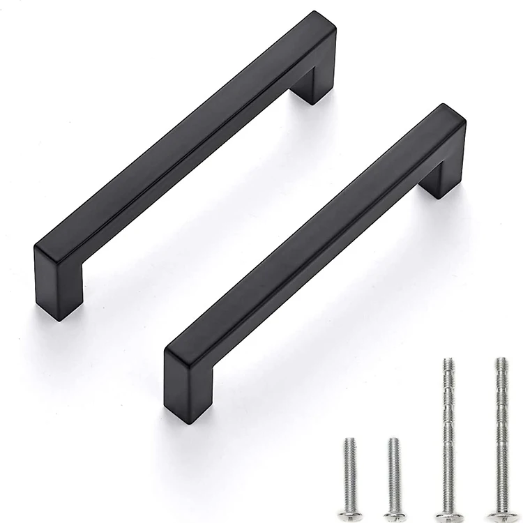 Wholesale Furniture  modern cheap black square bar Zinc kitchen cabinet pull handle