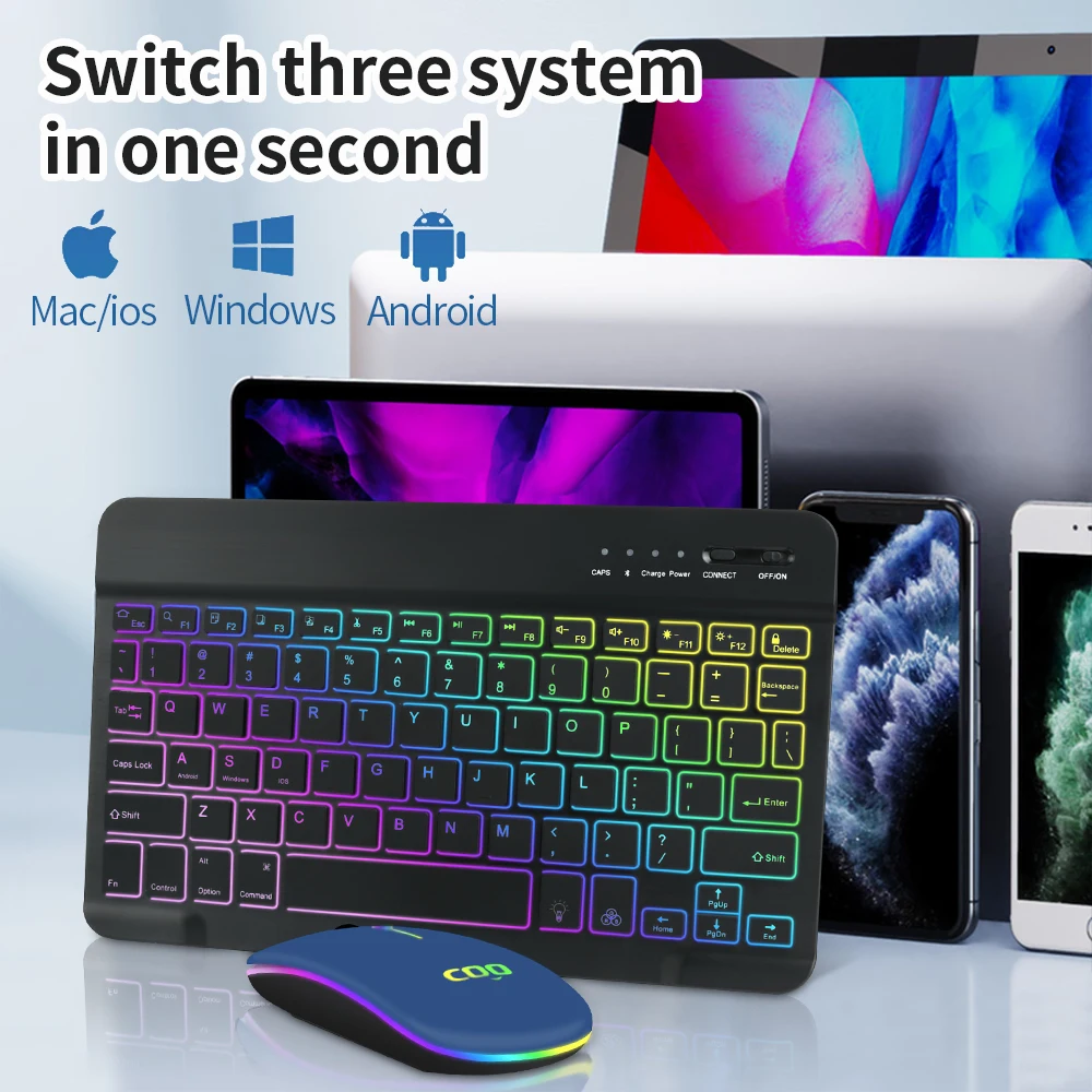 Buy LED Light 2.4g and BT Mouse and Keyboard Wireless Set For Laptop Ipad Pro Air Mini