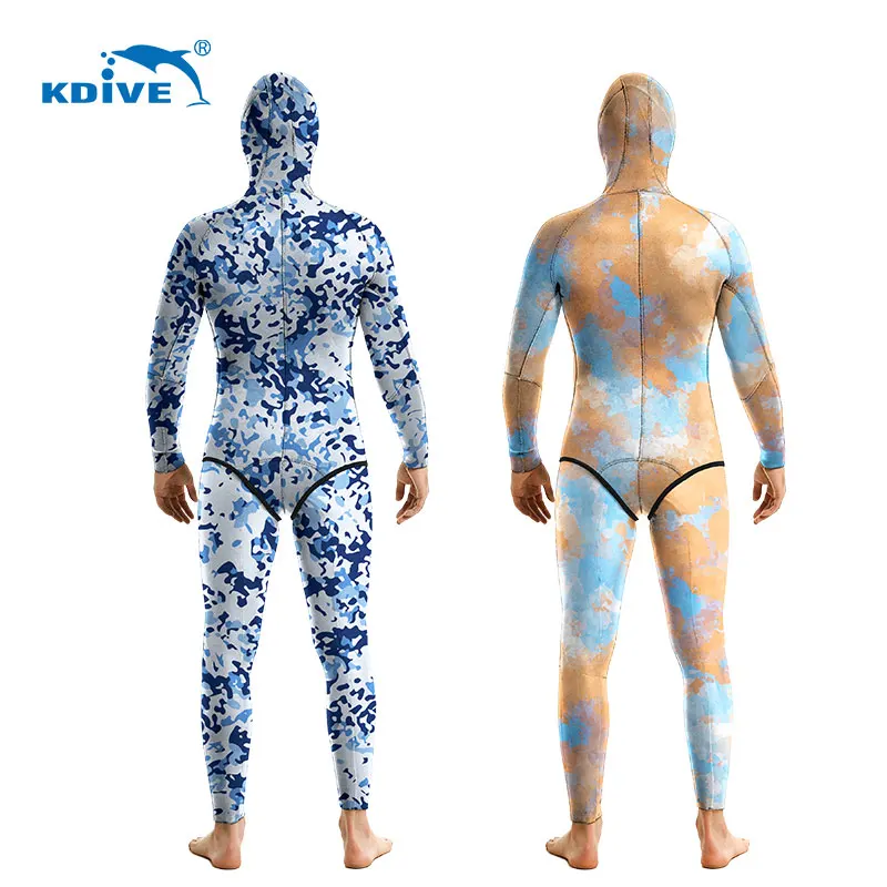 Hot Selling Long Sleeve Two Piece  Camo Free Diving Suit 3mm 5mm 7mm Spearfishing Wetsuit