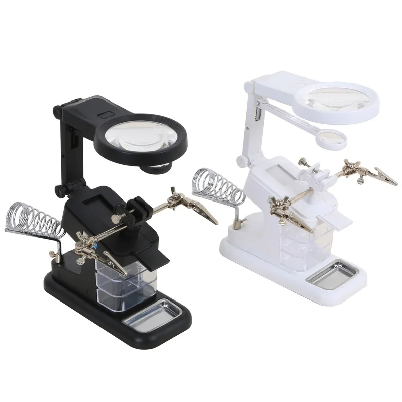  Professional Desktop 3X 4.5X Welding LED Third Hand Magnifier With Auxiliary Clip USB External Power