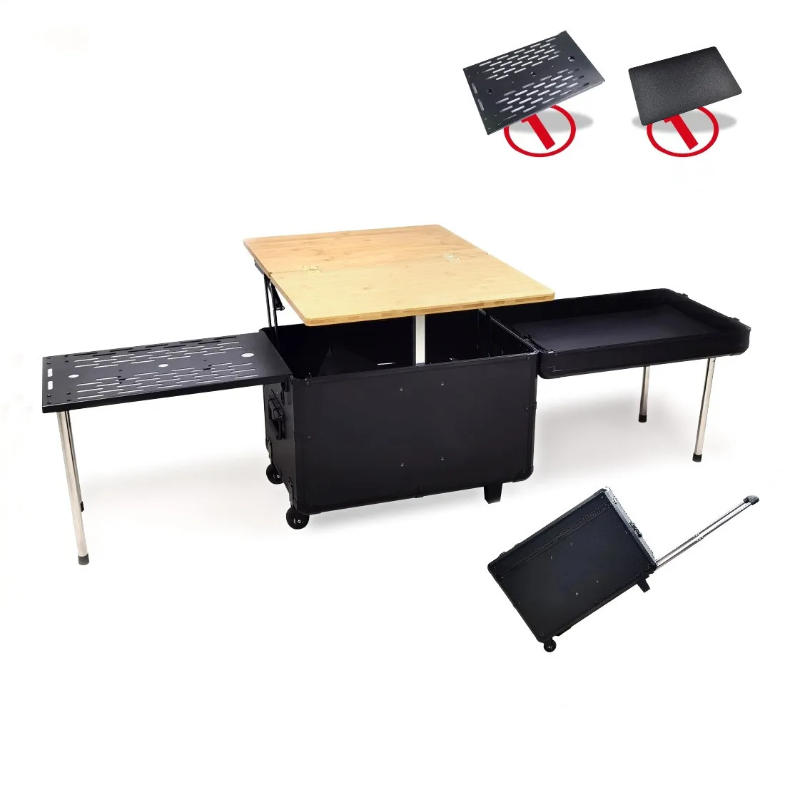 New Design Outdoor Mobile Kitchen Car Camping Box Picnic Storage Box Folding Tea Table Coffee Table Aluminum Metal Portable 11kg