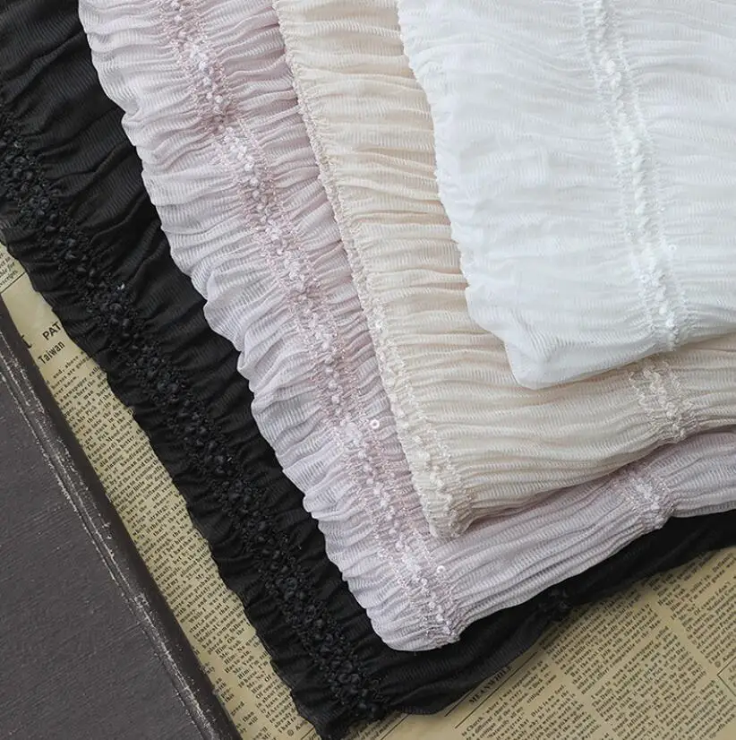 Embroidered chiffon stripe fabric breathable gauze embroidery wrinkled fashion women