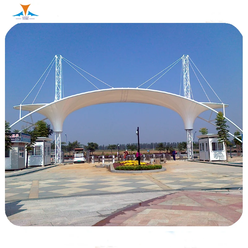 TIMI China manufacturer Tensile Membrane steel truss Structure for airport bus train station canopy shelter