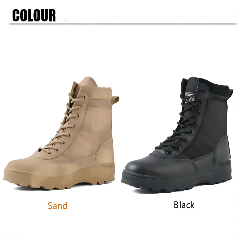 Military desert swat boots khaki tactical army US soldier polyester oxford rubber sole boots