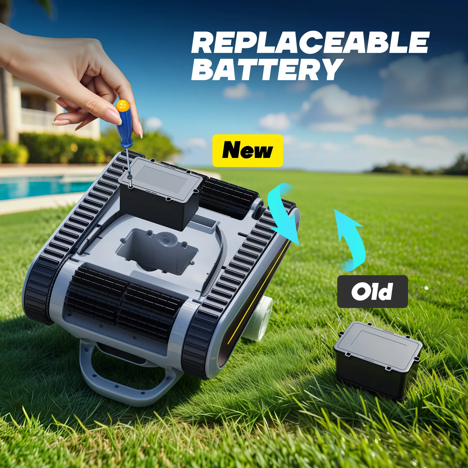 IP68 Waterproof Upgrade Newest Washing Climbing Wall 1.5 Hours Working Time Cordless Floating Used Cleaner Swimming Pool Robot