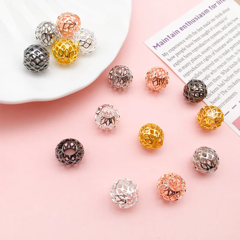Yuku 1 Hollow Flower Ball Bead Copper 8mm Hole 4 DIY Ed Bracelet Large Jewelry Accessories