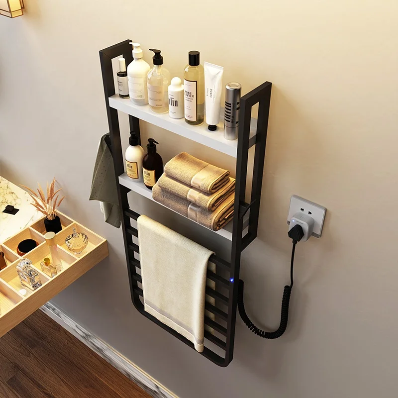 Wholesale Towel Warmer Wall Mount Electric Plug-in/Hardwired Heated Towel Dryer Rack Black Finish