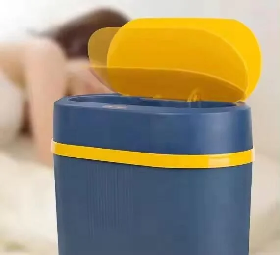 9L Smart Trash Can Waterproof Smart Waste Bin With Embossed Line Oval ABS Automatic Smart Waste Bin