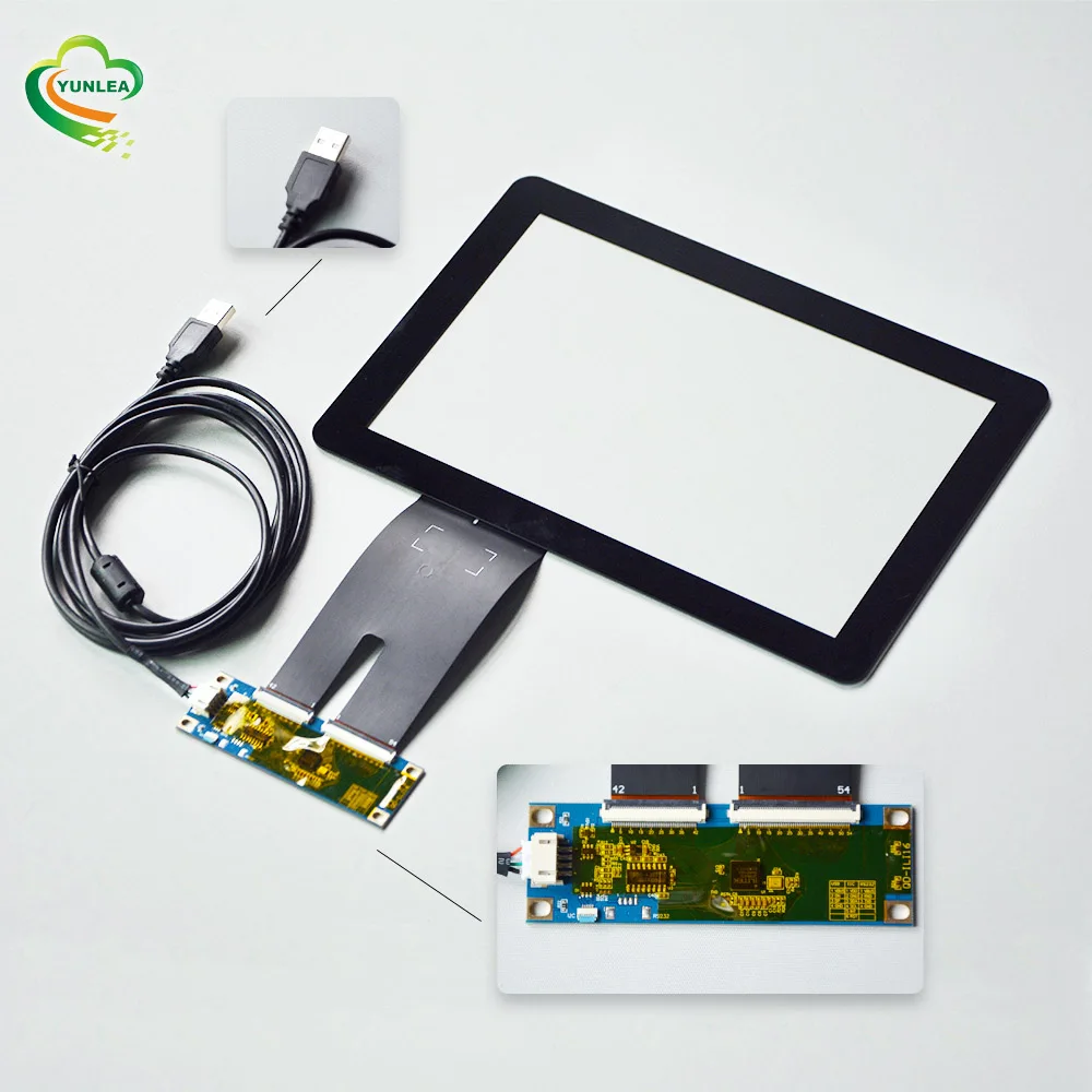 Yunlea custom usb touchscreen EETI ILITEK  projected 7 8 10.112.1 inch capacitive touch screen panel overlay kit