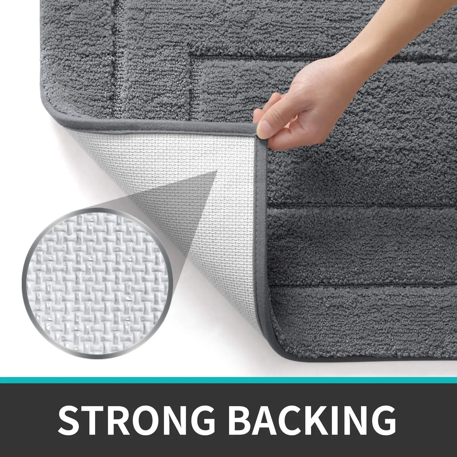 Grey Bathroom Rug Mat Microfiber Soft Bath Mats for Bathroom Non-Slip Bath Mats Machine Wash Dry