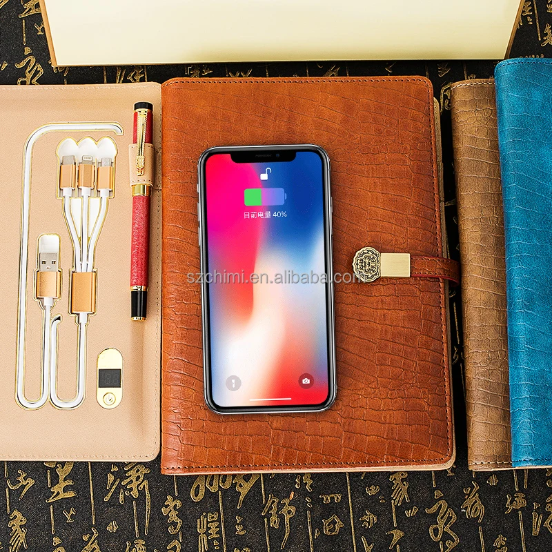2024 Latest Customized A5 Notebook High Quality Best Selling Binding Journal with 8000mAh Cell Phone Powerbanks
