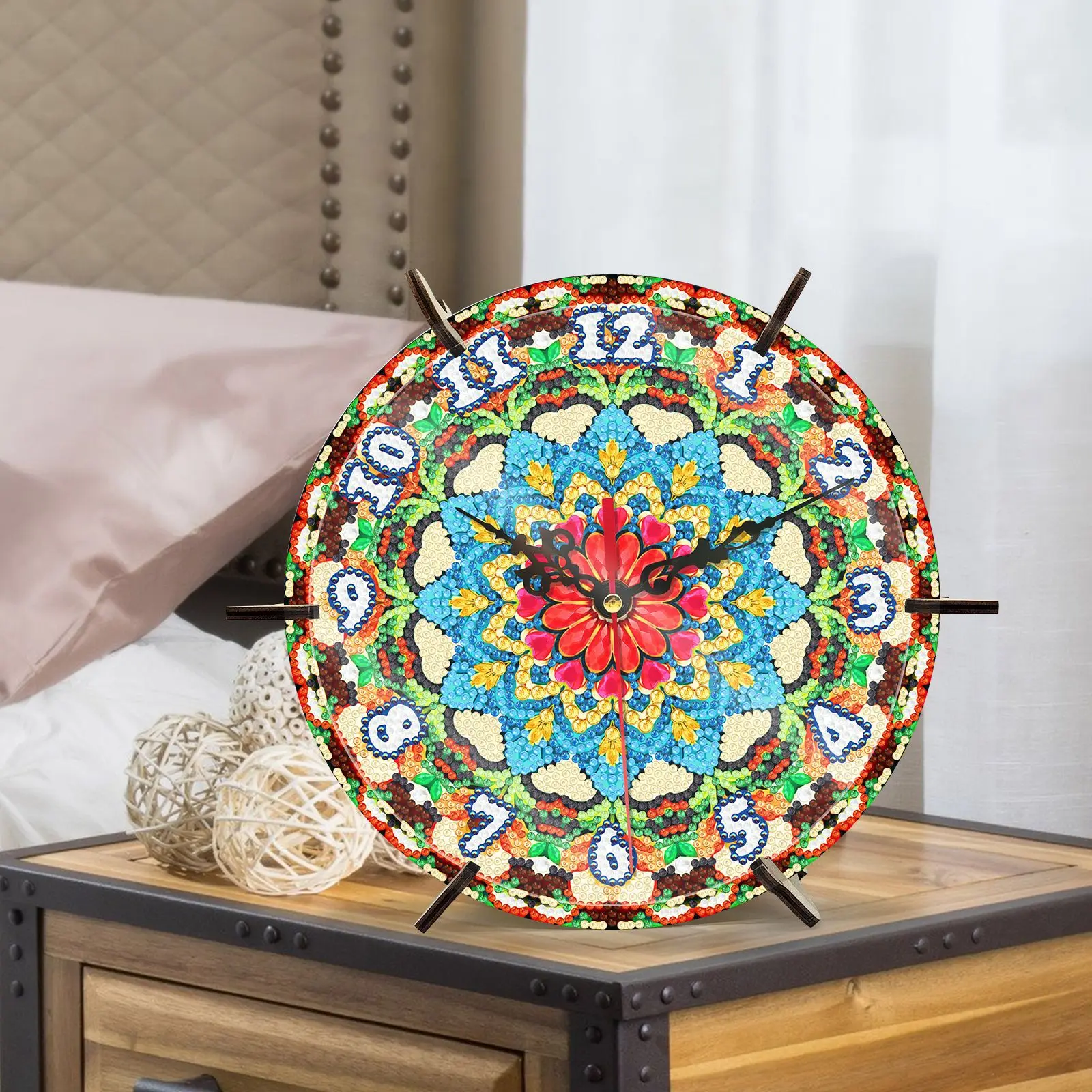 Mandala Bohemian Clocks Rhinestone Arts Craft Diamond Paintings by Number Kits for Adults
