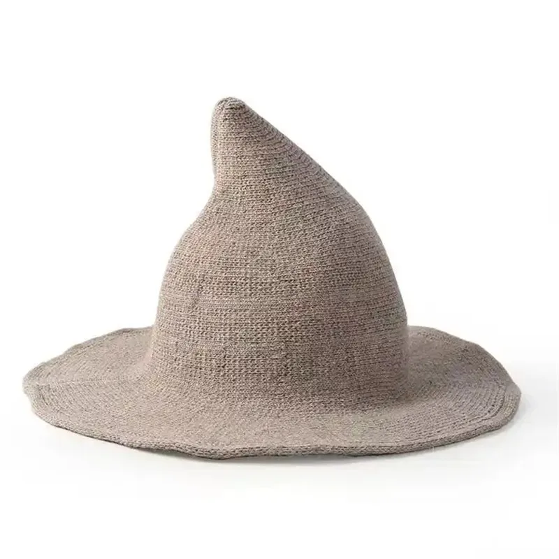 Y10003 Wholesale Halloween Winter Warm Hat Magician Wool Knitted Wizard Hats Halloween Witch Hat