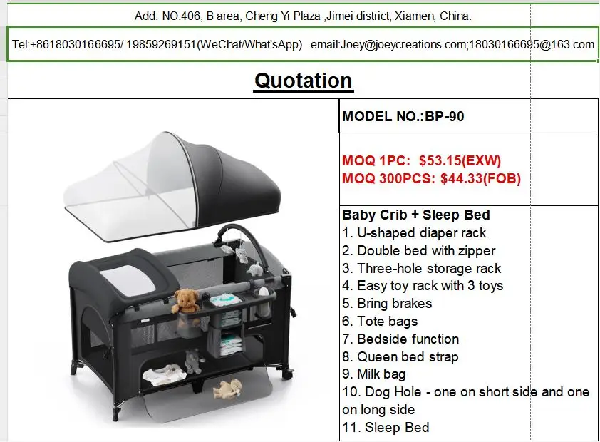 baby children bed folding foldable kid baby playpen with sleeper bag