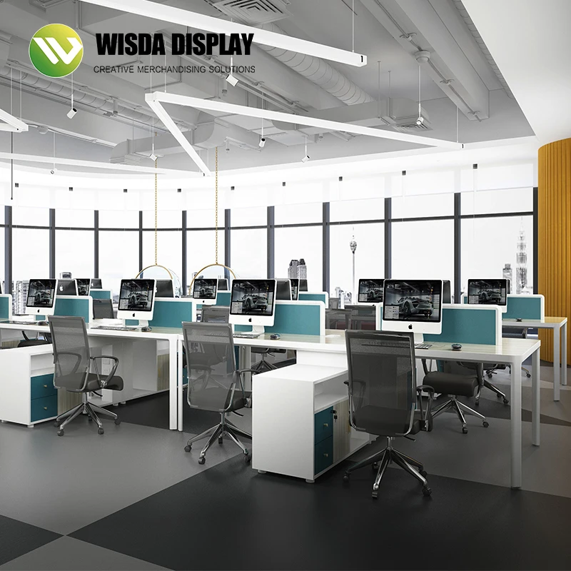 Wisda simple wooden  European style  Ergonomic office Staff Table Studio Workstation open space desk