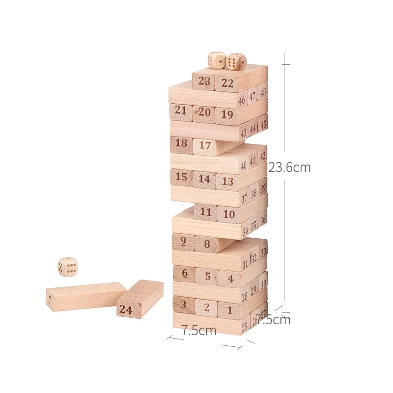 Wood Size Block Game Stacking Blocks Tumbling Tower Domino Game Children Building Blocks Set Educational Toy