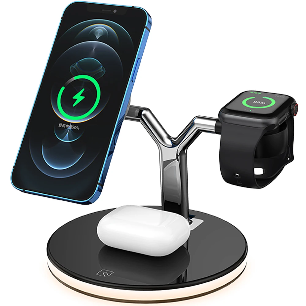 15W Fast Charging Station for Magsafe iPhone 12 pro Max Chargers for Apple Watch Airpods pro 3 in 1 Magnetic Wireless Charger