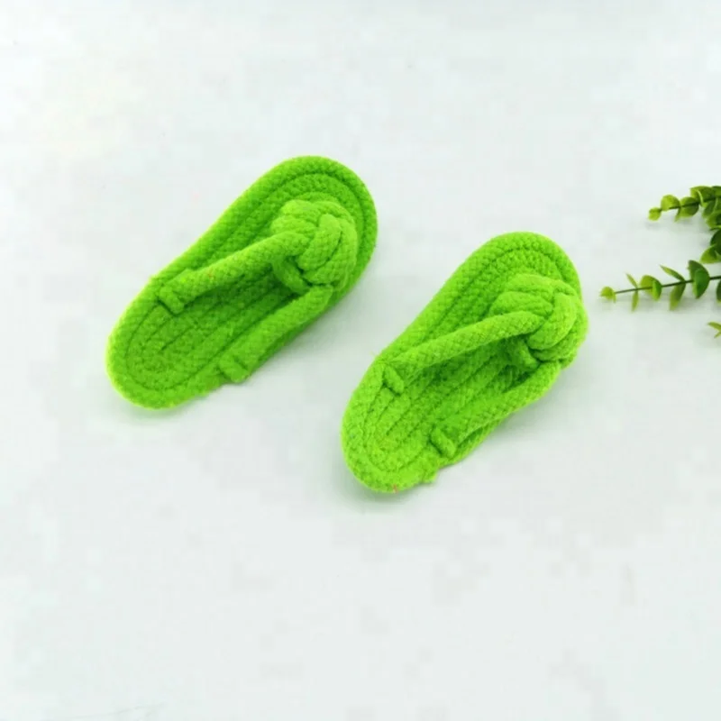 Wholesale Cotton Rope Shaped Puppy Slippers Molar Brush Dog Teeth Chew Activity Toy