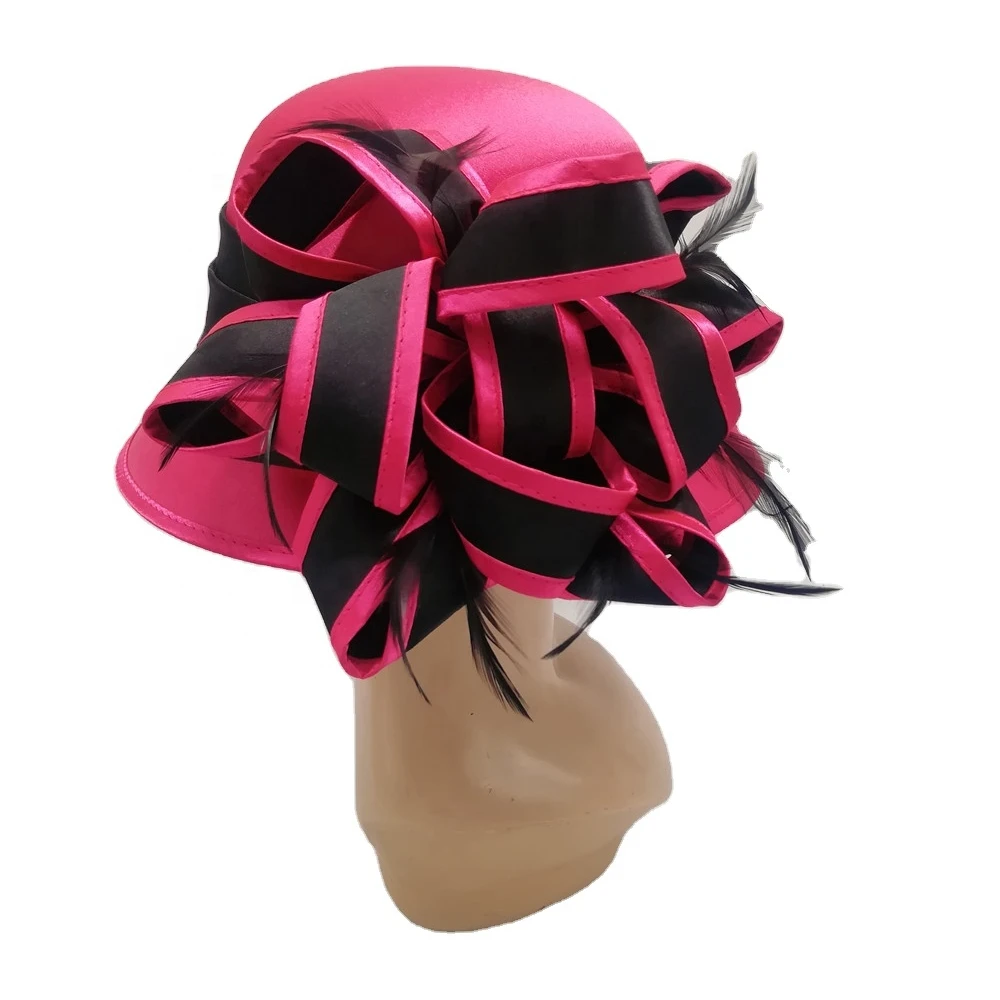 The Satin Felt  Season Wedding Club Especially Popular Fashion Wide Brim Formal Party  lady church new elegant women hats
