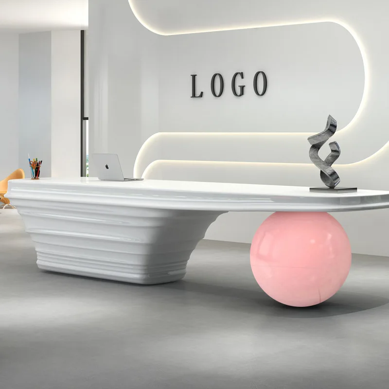 Luxury Office Reception Desk Ideas Photography Studio White Unique Organic Shaped Reception Desk