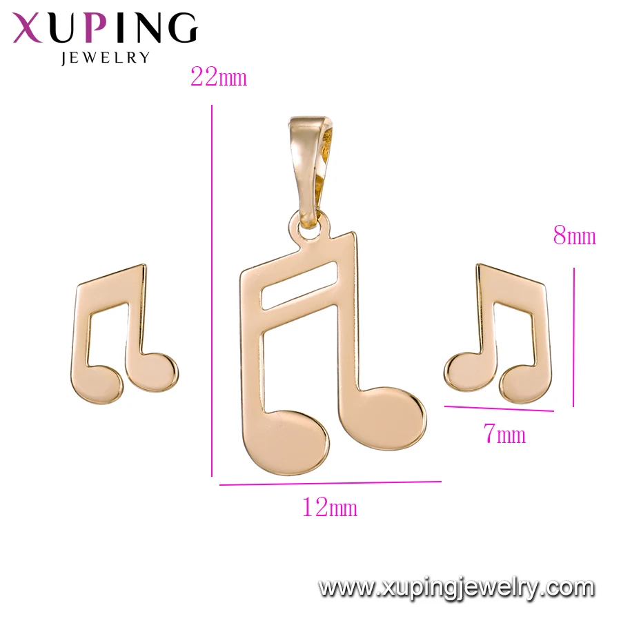 65842 Xuping note style 18k gold Environmental Copper jewelry fashion two pieces jewelry set