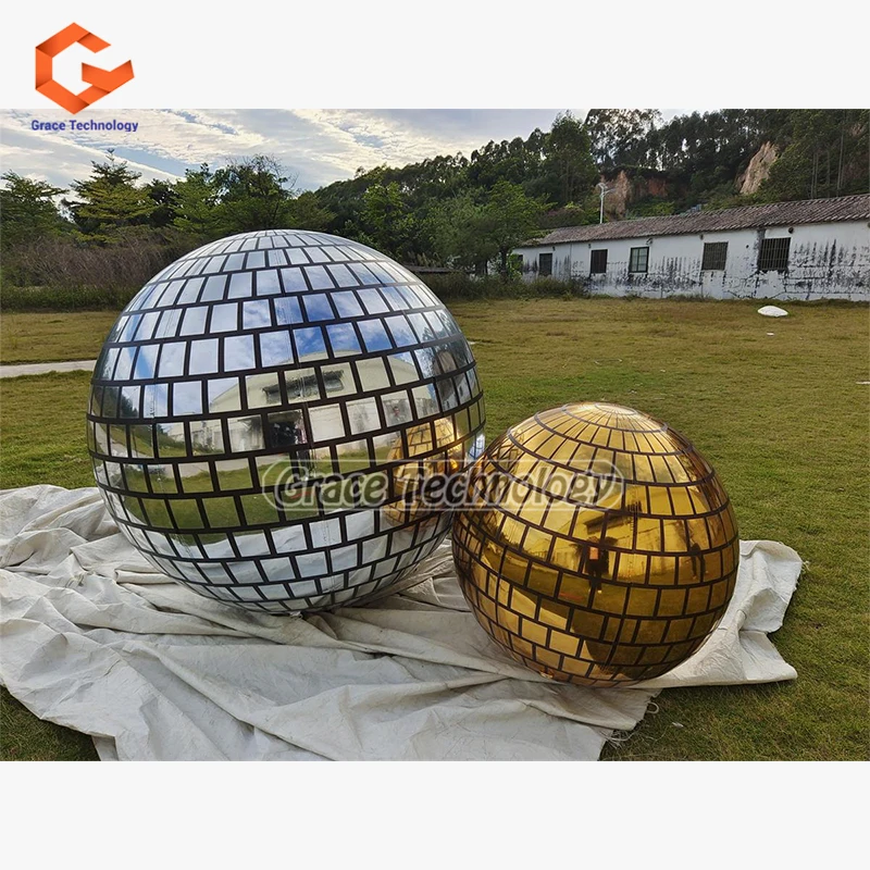 Large Inflatable Mirror Ball Disco Inflatable Sphere Mirror Balloon for Wedding Stage Decoration