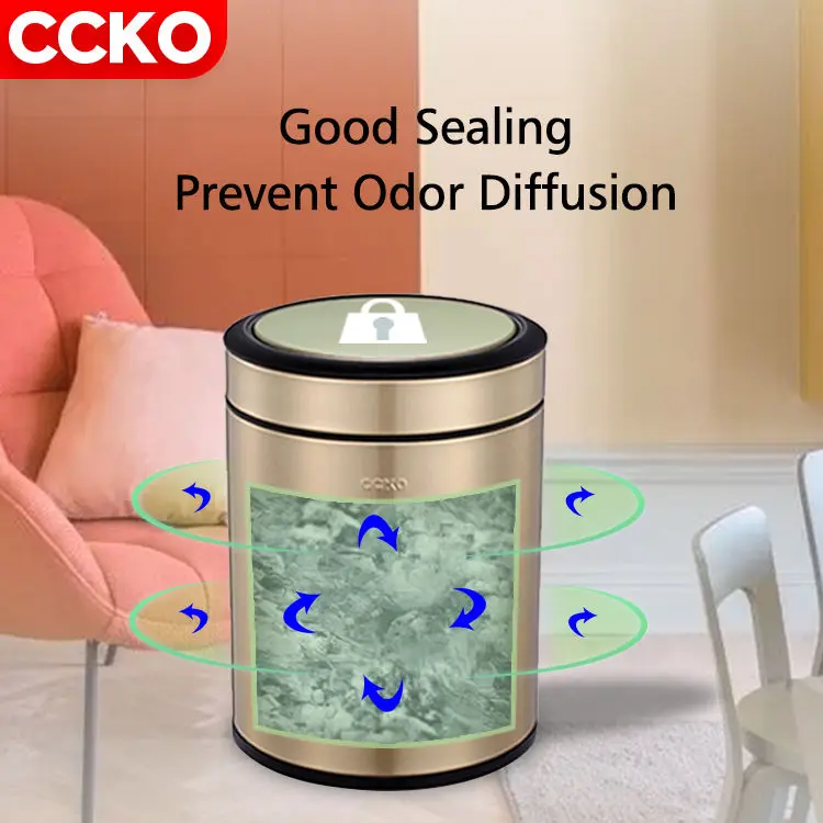CCKO CK9907 6L/8L toilet office kitchen garbage can dust bin swing dustbin waste bin rubbish bin stainless steel trash can