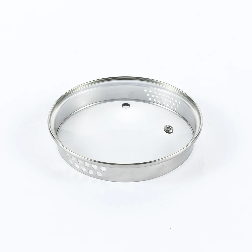 Multi Sized Kitchen Cookware Part  Strainer L Type Glass Pot Lid for Frying Pans Essential Cookware Parts Glass Wok Lid