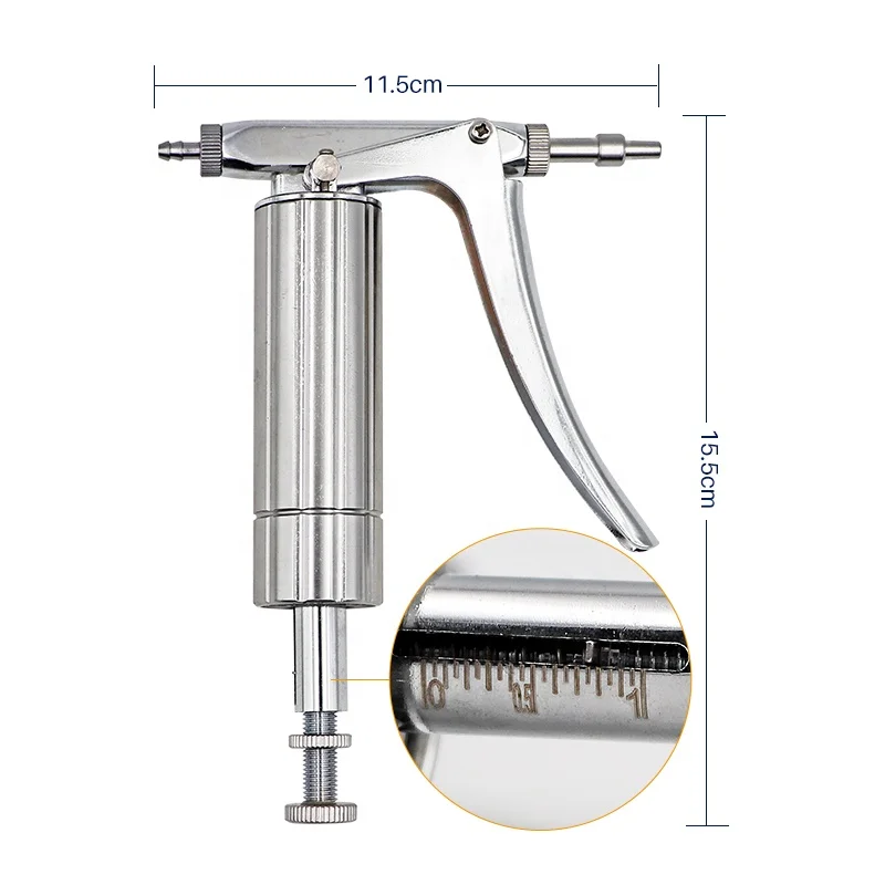 
Veterinary Medical Syringe Instrument 2cc Livestock AutomaticAnimal Metal Injection Gun for sale 