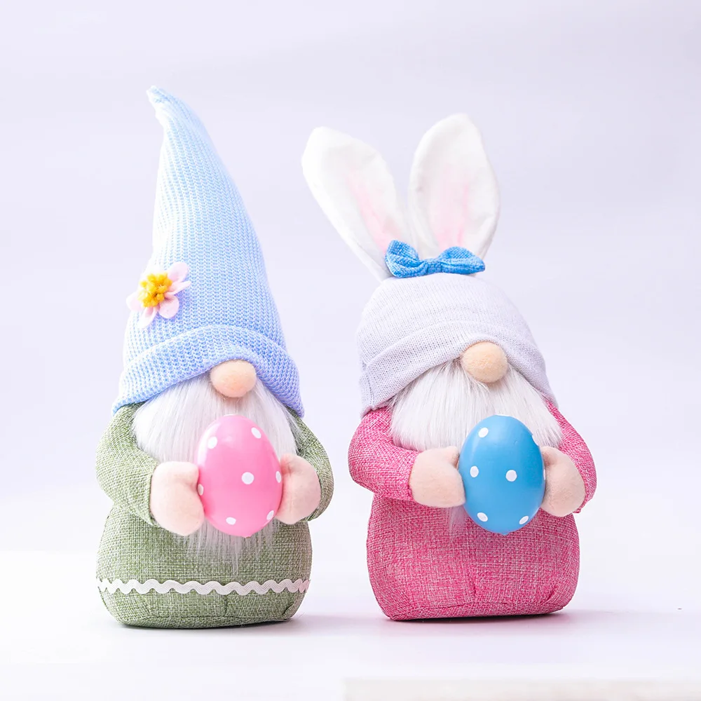 Easter Handmade Gonk Tiered Tray Crafts Swedish Gnome Holding Eggs Spring Holiday Decorative Bunny Easter Gnome Plush Doll