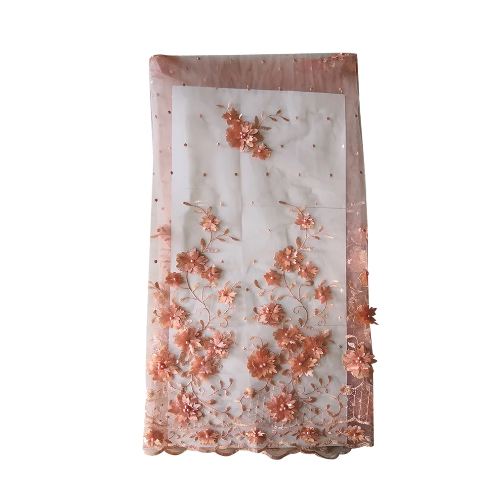 2021 New Style In Stock Wholesales 3D Flower French Lace 3D Flower Lace Beaded Bridal Lace For Party