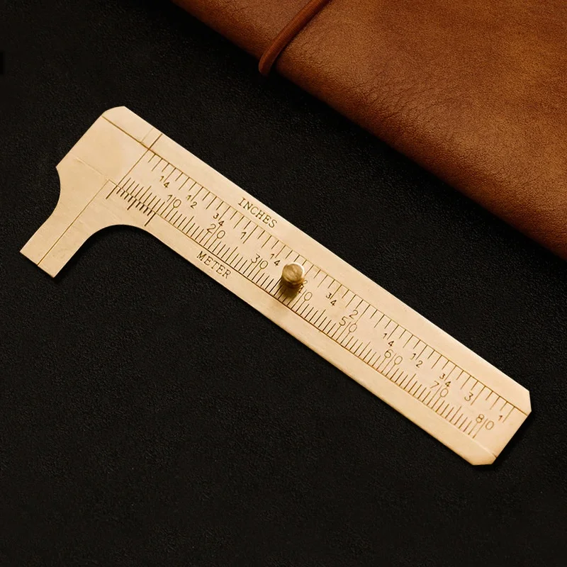 80MM double scale measuring Mini pure brass portable pocket retro copper caliper ruler
