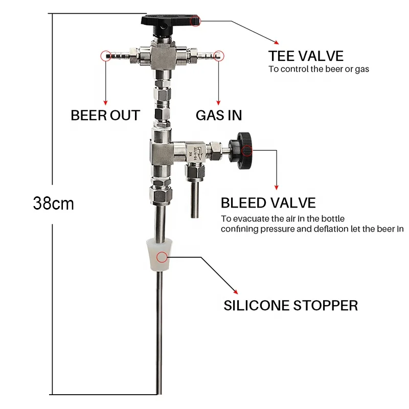 Counter Pressure Bottle Filler Stainless Steel Bottle Filler Counter Pressure Beer Bottling Device