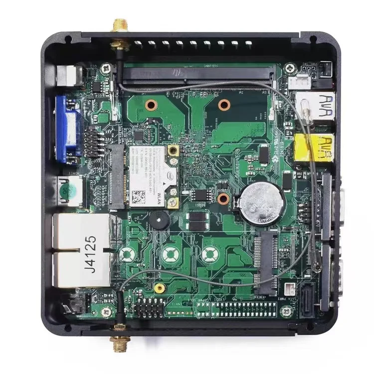 Fanless mini pc intel celeron J4125 processor nuc box pc Quad Cores Four Threads support DDR4 Slot