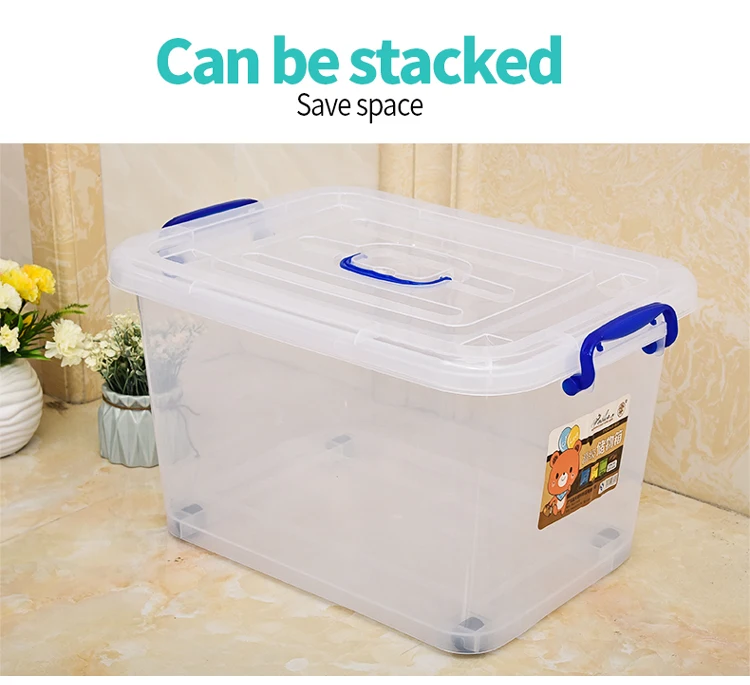 
Customized Home PP Bin Container Clear Transparent Plastic Storage Box with Lid 