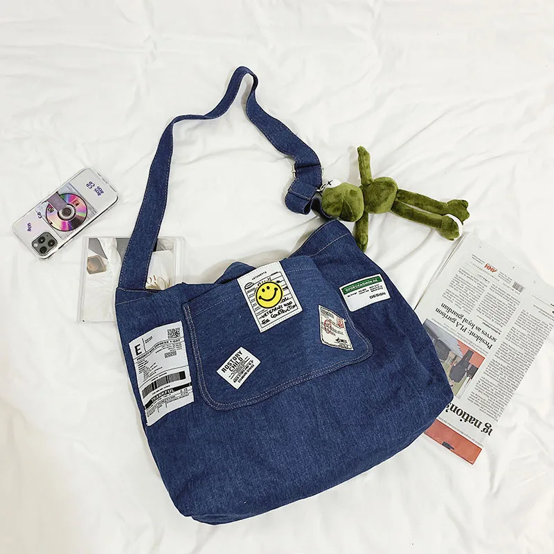 Personalized Korean Fashion CUSTOM Denim Tote Bags jeans bag Women No Minimum