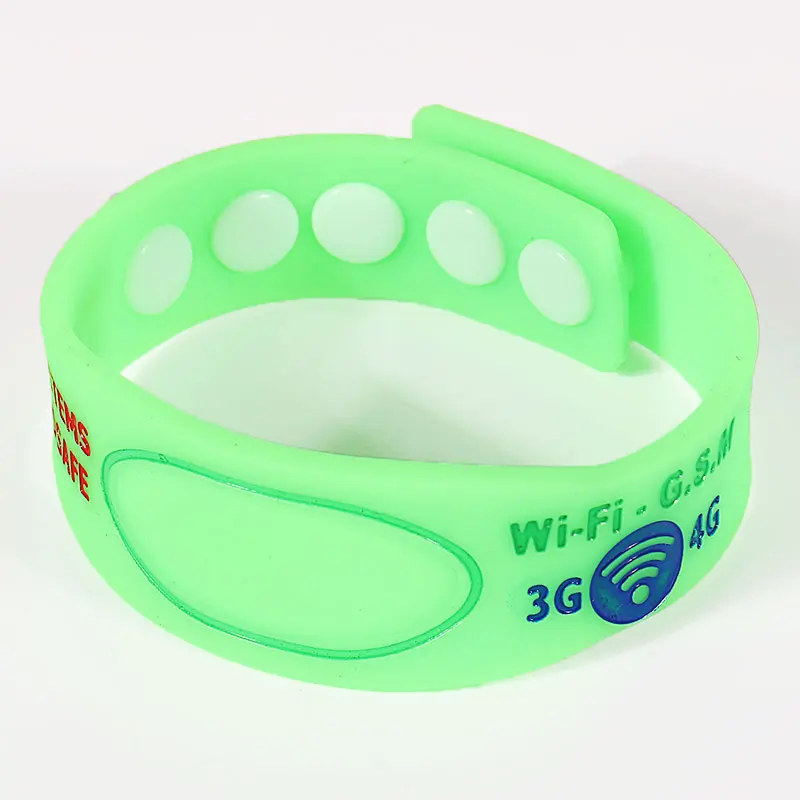 rfid silicone wristband adjustable glowing light nfc rubber wrist band bracelet