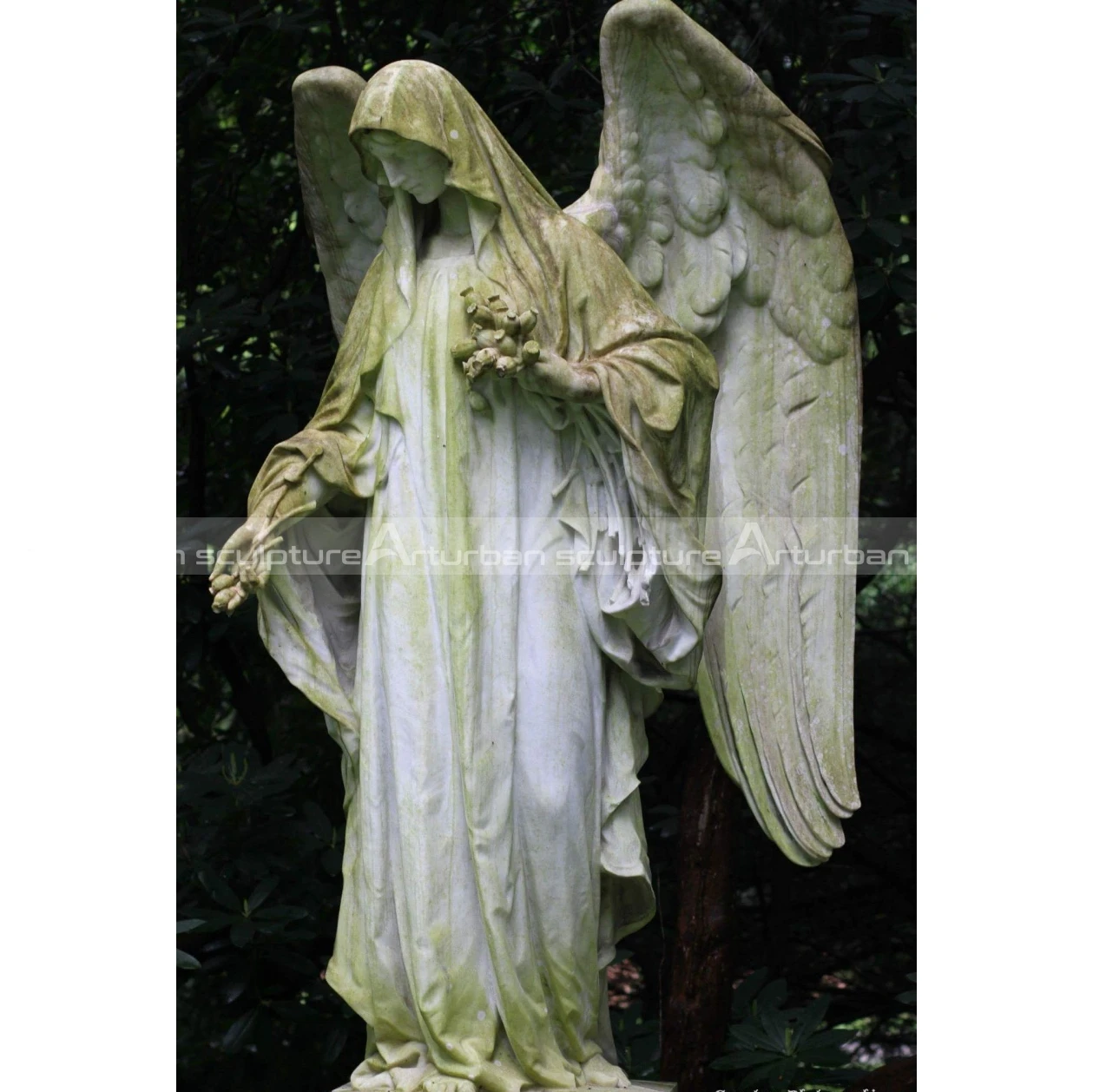 Angel Statue Outdoor Life size Natural White Stone Marble Small Marble Angel Statues