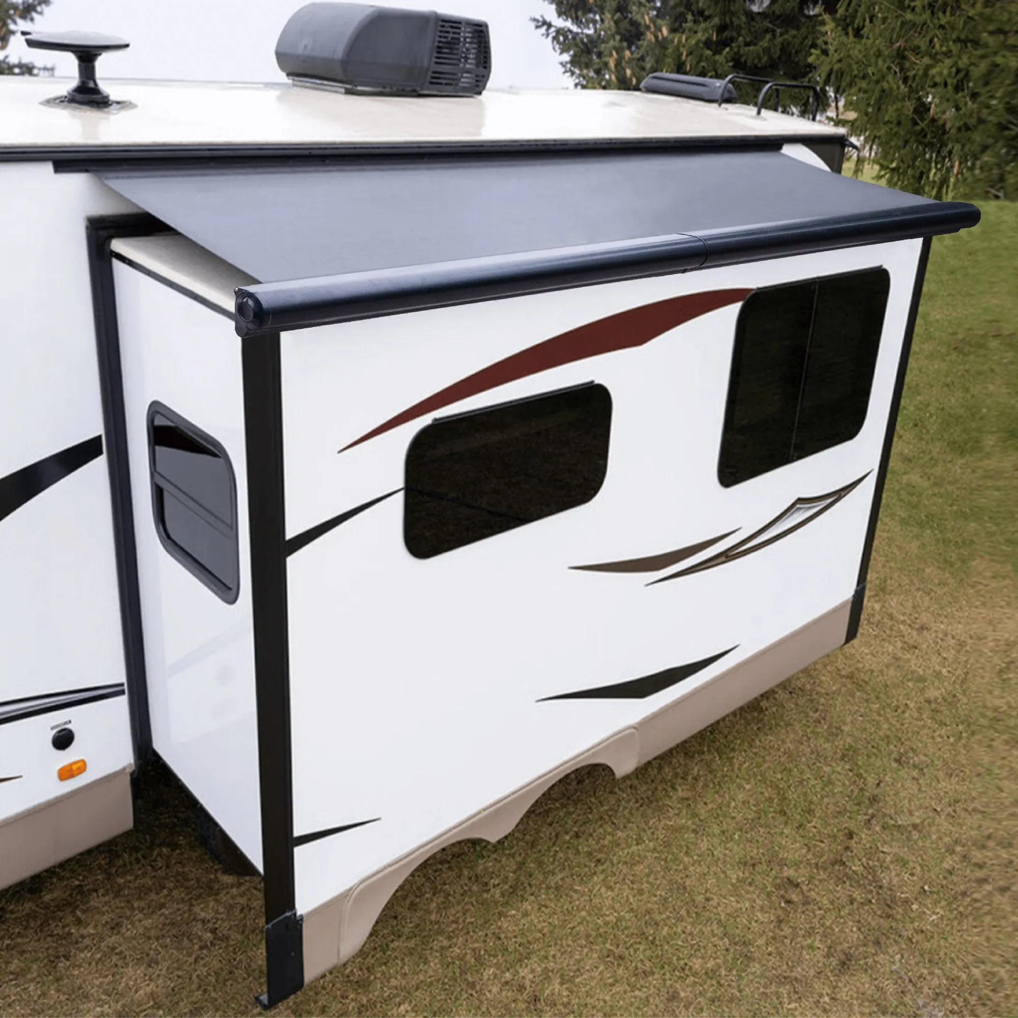 Awnlux Easy Installation Black RV Slide Out Topper Cover Camper Van Caravan Awning For Slide Rooms