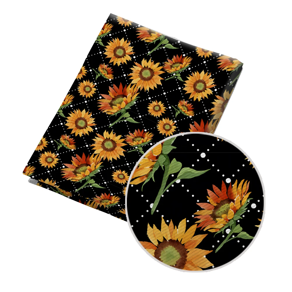 Leopard print sunflower Printed Twill Fabric Waterproof Breathable Design Curtain Decoration