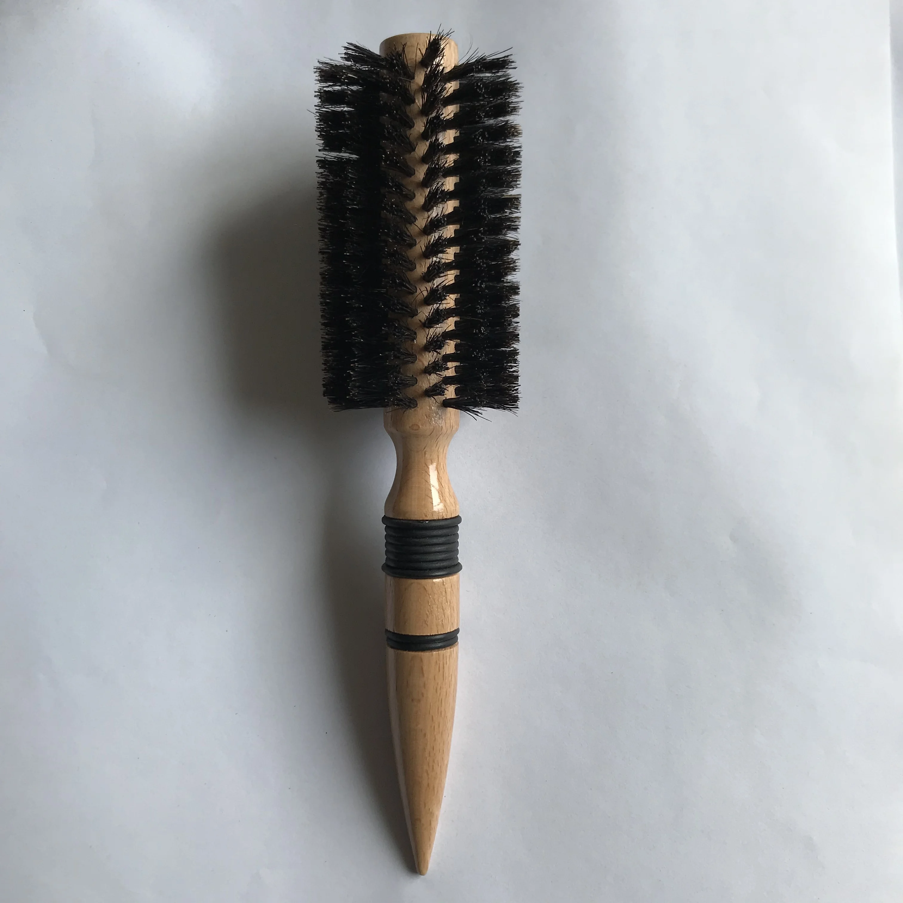 Professional Black Hog Mane Boar Bristle Round Wooden Barrel Rolling Style Hair Brush Factory