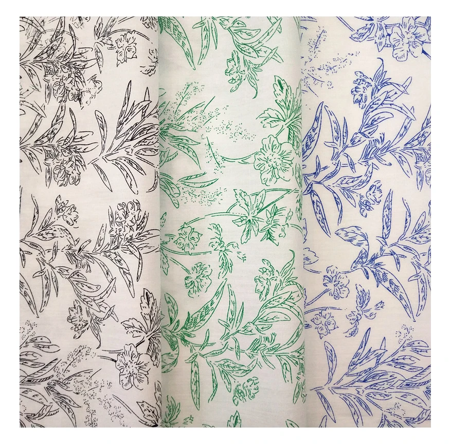 Custom Home Textile 100% Cotton Plant Printing Woven Fabric For Dresses Wholesale